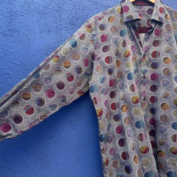 luchiano visconti mixed print cotton button up - Picture 4 of 6